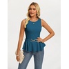image:imageGRACE KARIN Peplum Tops for Women Work Business Casual Dressy Blouses ShirtsSleeveless Office Outfits with Tie Belt 2026Peacock Blue