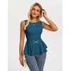image:imageGRACE KARIN Peplum Tops for Women Work Business Casual Dressy Blouses ShirtsSleeveless Office Outfits with Tie Belt 2026Peacock Blue