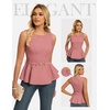 image:imageGRACE KARIN Peplum Tops for Women Work Business Casual Dressy Blouses ShirtsSleeveless Office Outfits with Tie Belt 2026Pink