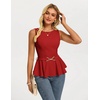 image:imageGRACE KARIN Peplum Tops for Women Work Business Casual Dressy Blouses ShirtsSleeveless Office Outfits with Tie Belt 2026Red