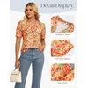 image:imageGRACE KARIN Women Boho Floral Tops Summer Puff Short Sleeve Dressy Casual Shirts 2026 Spring V Neck Vacation Work BlouseOrange