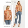 image:imageGRACE KARIN Women Boho Floral Tops Summer Puff Short Sleeve Dressy Casual Shirts 2026 Spring V Neck Vacation Work BlouseOrange