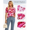 image:imageGRACE KARIN Women Boho Floral Tops Summer Puff Short Sleeve Dressy Casual Shirts 2026 Spring V Neck Vacation Work BlouseRose Red