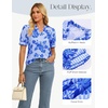 image:imageGRACE KARIN Women Boho Floral Tops Summer Puff Short Sleeve Dressy Casual Shirts 2026 Spring V Neck Vacation Work BlouseStriped Blue