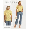 image:imageGRACE KARIN Women Boho Floral Tops Summer Puff Short Sleeve Dressy Casual Shirts 2026 Spring V Neck Vacation Work BlouseYellow