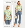 image:imageGRACE KARIN Women Boho Floral Tops Summer Puff Short Sleeve Dressy Casual Shirts 2026 Spring V Neck Vacation Work BlouseYellow Floral