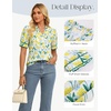 image:imageGRACE KARIN Women Boho Floral Tops Summer Puff Short Sleeve Dressy Casual Shirts 2026 Spring V Neck Vacation Work BlouseYellow Floral