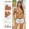 image:imageGRACE KARIN Womens Boho Tops Summer Spring Cotton Floral Blouses Short Sleeve Print Shirts V Neck Beach Vacation Clothes 2026Brown Boho Floral