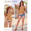 image:imageGRACE KARIN Womens Boho Tops Summer Spring Cotton Floral Blouses Short Sleeve Print Shirts V Neck Beach Vacation Clothes 2026Brown Boho Floral