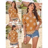 image:imageGRACE KARIN Womens Boho Tops Summer Spring Cotton Floral Blouses Short Sleeve Print Shirts V Neck Beach Vacation Clothes 2026Brown Boho Floral