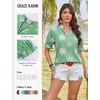 image:imageGRACE KARIN Womens Boho Tops Summer Spring Cotton Floral Blouses Short Sleeve Print Shirts V Neck Beach Vacation Clothes 2026Green Boho Floral