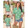 image:imageGRACE KARIN Womens Boho Tops Summer Spring Cotton Floral Blouses Short Sleeve Print Shirts V Neck Beach Vacation Clothes 2026Green Boho Floral