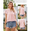 image:imageGRACE KARIN Womens Lace Short Sleeve Tops Summer Dressy Casual Cotton Blouses Flowy V Neck Dress Shirts Trendy Clothing 2026Light Pink
