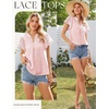 image:imageGRACE KARIN Womens Lace Short Sleeve Tops Summer Dressy Casual Cotton Blouses Flowy V Neck Dress Shirts Trendy Clothing 2026Light Pink