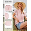 image:imageGRACE KARIN Womens Lace Short Sleeve Tops Summer Dressy Casual Cotton Blouses Flowy V Neck Dress Shirts Trendy Clothing 2026Light Pink
