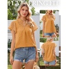 image:imageGRACE KARIN Womens Lace Short Sleeve Tops Summer Dressy Casual Cotton Blouses Flowy V Neck Dress Shirts Trendy Clothing 2026Orange