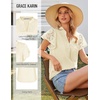 image:imageGRACE KARIN Womens Lace Short Sleeve Tops Summer Dressy Casual Cotton Blouses Flowy V Neck Dress Shirts Trendy Clothing 2026Oyster White
