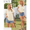 image:imageGRACE KARIN Womens Lace Short Sleeve Tops Summer Dressy Casual Cotton Blouses Flowy V Neck Dress Shirts Trendy Clothing 2026Oyster White