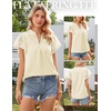 image:imageGRACE KARIN Womens Lace Short Sleeve Tops Summer Dressy Casual Cotton Blouses Flowy V Neck Dress Shirts Trendy Clothing 2026Oyster White