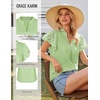 image:imageGRACE KARIN Womens Lace Short Sleeve Tops Summer Dressy Casual Cotton Blouses Flowy V Neck Dress Shirts Trendy Clothing 2026Pistachio Green