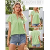 image:imageGRACE KARIN Womens Lace Short Sleeve Tops Summer Dressy Casual Cotton Blouses Flowy V Neck Dress Shirts Trendy Clothing 2026Pistachio Green