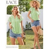 image:imageGRACE KARIN Womens Lace Short Sleeve Tops Summer Dressy Casual Cotton Blouses Flowy V Neck Dress Shirts Trendy Clothing 2026Pistachio Green