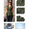 image:imageGRACE KARIN Womens Peplum Tops Business CasualShort Sleeve Work Blouses SummerZipper V Neck Shirts Cinched Smocked WaistArmy Green