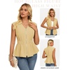 image:imageGRACE KARIN Womens Peplum Tops Business CasualShort Sleeve Work Blouses SummerZipper V Neck Shirts Cinched Smocked WaistBeige