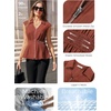 image:imageGRACE KARIN Womens Peplum Tops Business CasualShort Sleeve Work Blouses SummerZipper V Neck Shirts Cinched Smocked WaistBrick Red