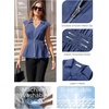 image:imageGRACE KARIN Womens Peplum Tops Business CasualShort Sleeve Work Blouses SummerZipper V Neck Shirts Cinched Smocked WaistDenim Blue