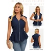 image:imageGRACE KARIN Womens Peplum Tops Business CasualShort Sleeve Work Blouses SummerZipper V Neck Shirts Cinched Smocked WaistNavy Blue