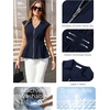 image:imageGRACE KARIN Womens Peplum Tops Business CasualShort Sleeve Work Blouses SummerZipper V Neck Shirts Cinched Smocked WaistNavy Blue
