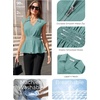 image:imageGRACE KARIN Womens Peplum Tops Business CasualShort Sleeve Work Blouses SummerZipper V Neck Shirts Cinched Smocked WaistTurquoise