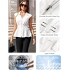 image:imageGRACE KARIN Womens Peplum Tops Business CasualShort Sleeve Work Blouses SummerZipper V Neck Shirts Cinched Smocked WaistWhite