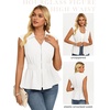 image:imageGRACE KARIN Womens Peplum Tops Business CasualShort Sleeve Work Blouses SummerZipper V Neck Shirts Cinched Smocked WaistWhite