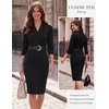 image:imageGRACE KARIN Womens Work Midi Dresses 2026 Summer 34 Sleeve Church Bodycon Dresses Pencil Office Business Dress with BeltBlack