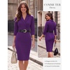 image:imageGRACE KARIN Womens Work Midi Dresses 2026 Summer 34 Sleeve Church Bodycon Dresses Pencil Office Business Dress with BeltDeep Purple