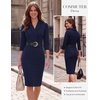 image:imageGRACE KARIN Womens Work Midi Dresses 2026 Summer 34 Sleeve Church Bodycon Dresses Pencil Office Business Dress with BeltNavy