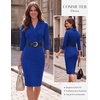 image:imageGRACE KARIN Womens Work Midi Dresses 2026 Summer 34 Sleeve Church Bodycon Dresses Pencil Office Business Dress with BeltRoyal Blue