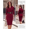 image:imageGRACE KARIN Womens Work Midi Dresses 2026 Summer 34 Sleeve Church Bodycon Dresses Pencil Office Business Dress with BeltWine