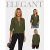 image:imageWomens Business Casual Tops34 Sleeve Henley Shirts with Zip UpOffice Work Blouses Lightweight SummerArmy Green