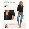 image:imageWomens Business Casual Tops34 Sleeve Henley Shirts with Zip UpOffice Work Blouses Lightweight SummerBlack
