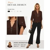 image:imageWomens Business Casual Tops34 Sleeve Henley Shirts with Zip UpOffice Work Blouses Lightweight SummerBrown