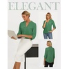 image:imageWomens Business Casual Tops34 Sleeve Henley Shirts with Zip UpOffice Work Blouses Lightweight SummerGreen