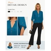 image:imageWomens Business Casual Tops34 Sleeve Henley Shirts with Zip UpOffice Work Blouses Lightweight SummerLake Blue