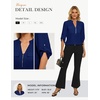 image:imageWomens Business Casual Tops34 Sleeve Henley Shirts with Zip UpOffice Work Blouses Lightweight SummerNavy Blue