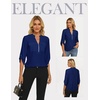 image:imageWomens Business Casual Tops34 Sleeve Henley Shirts with Zip UpOffice Work Blouses Lightweight SummerNavy Blue