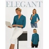 image:imageWomens Business Casual Tops34 Sleeve Henley Shirts with Zip UpOffice Work Blouses Lightweight SummerPeacock Blue