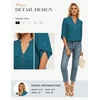 image:imageWomens Business Casual Tops34 Sleeve Henley Shirts with Zip UpOffice Work Blouses Lightweight SummerPeacock Blue