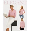 image:imageWomens Business Casual Tops34 Sleeve Henley Shirts with Zip UpOffice Work Blouses Lightweight SummerPink